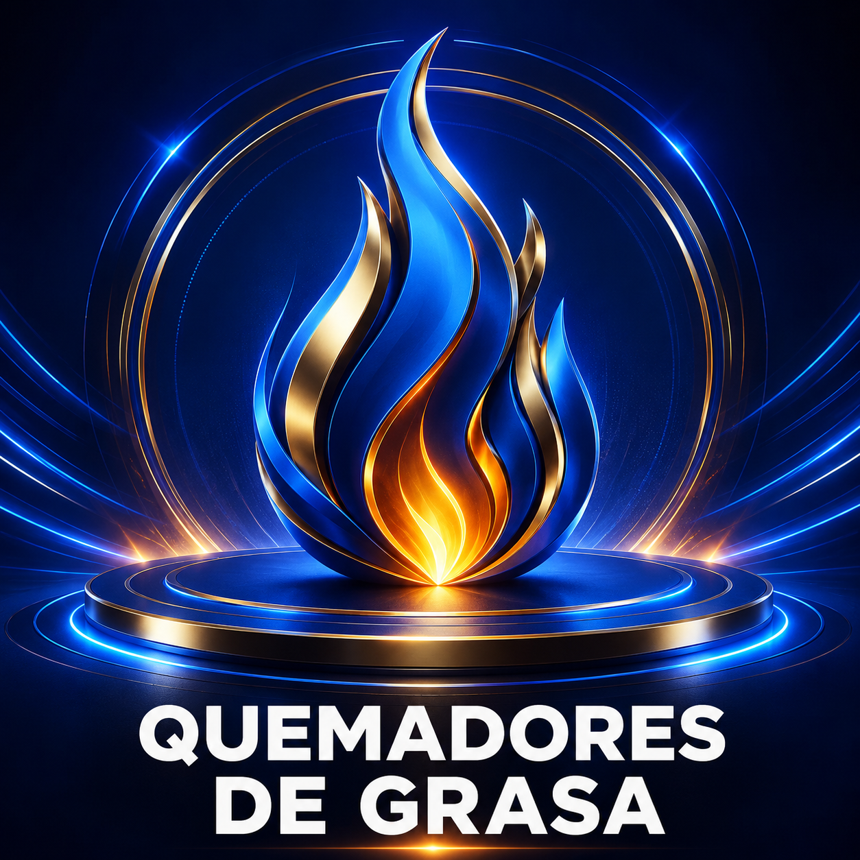 Llama estilizada en azul y dorado para representar la colección Quemadores de Grasa de MW International.