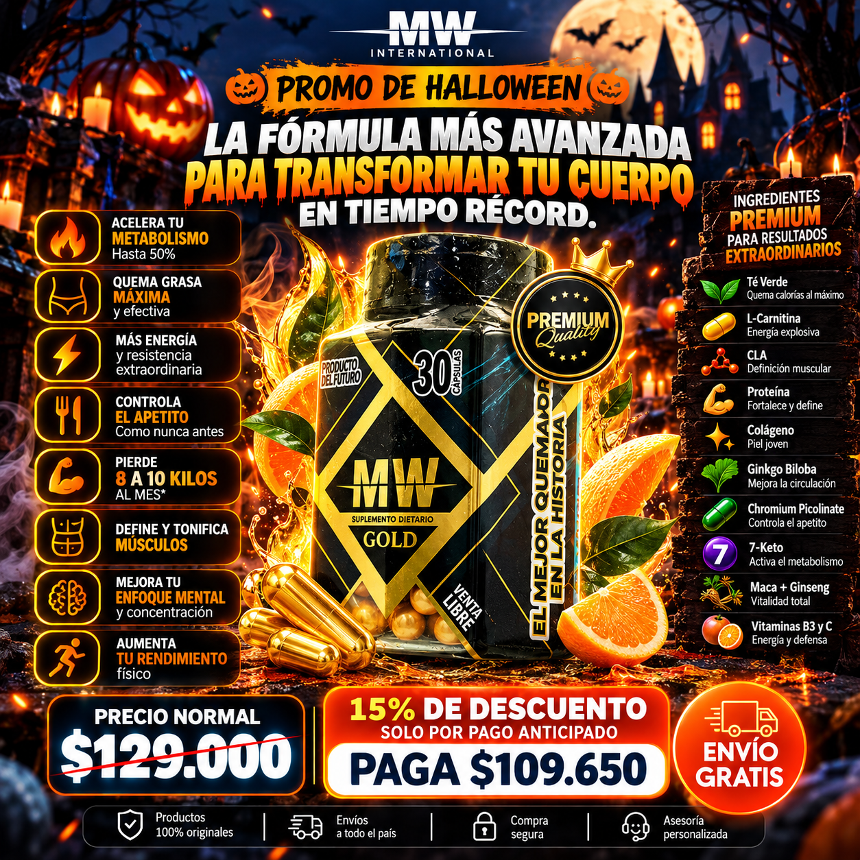 Quemador de grasa fuerte o potente MW Gold