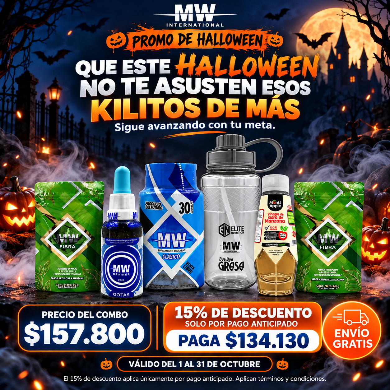 MW Clásico + Drenador MW + vinagre de manzana + sachets de fibra + termo MW