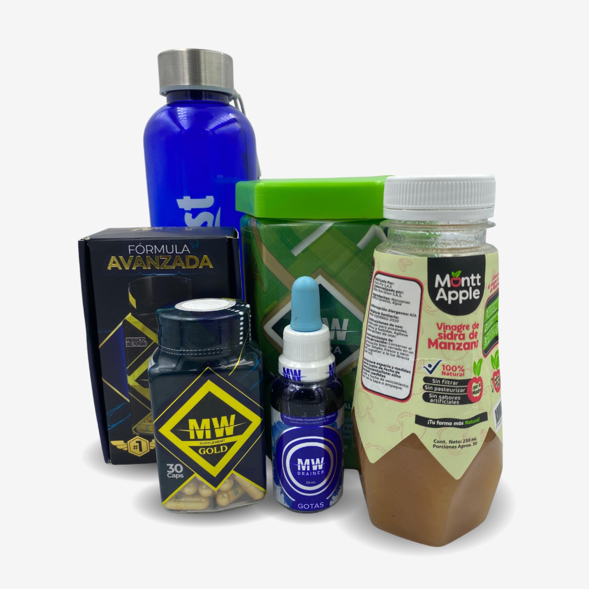 MW GOLD + DRENADOR + FIBRA MW + GRATIS VINAGRE DE MANZANA Y TERMO