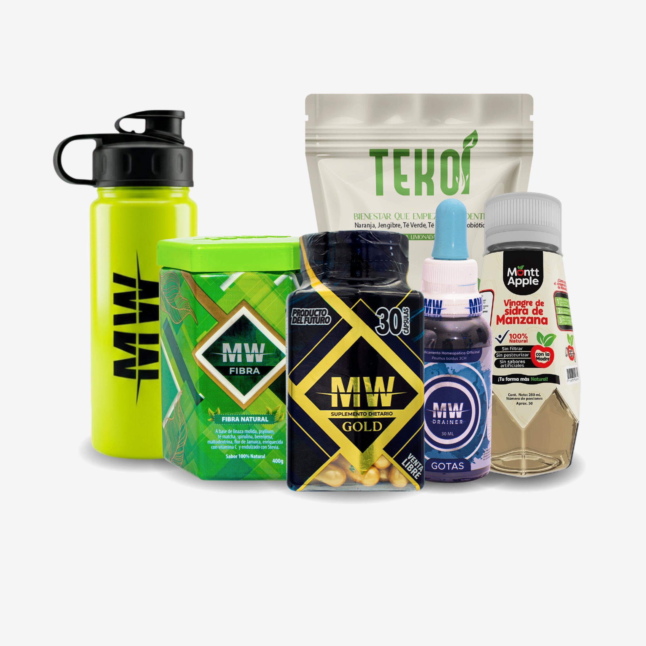 Mw Gold + Drenador + Fibra + Vinagre de Manzana + Termo + Tekoi
