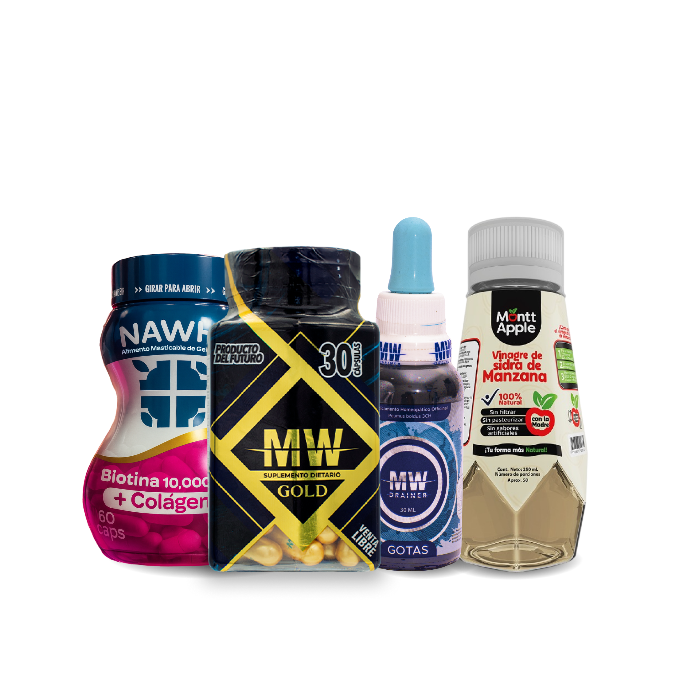 Mw Gold + Drenador + Vinagre de Manzana + Biotina y Colageno