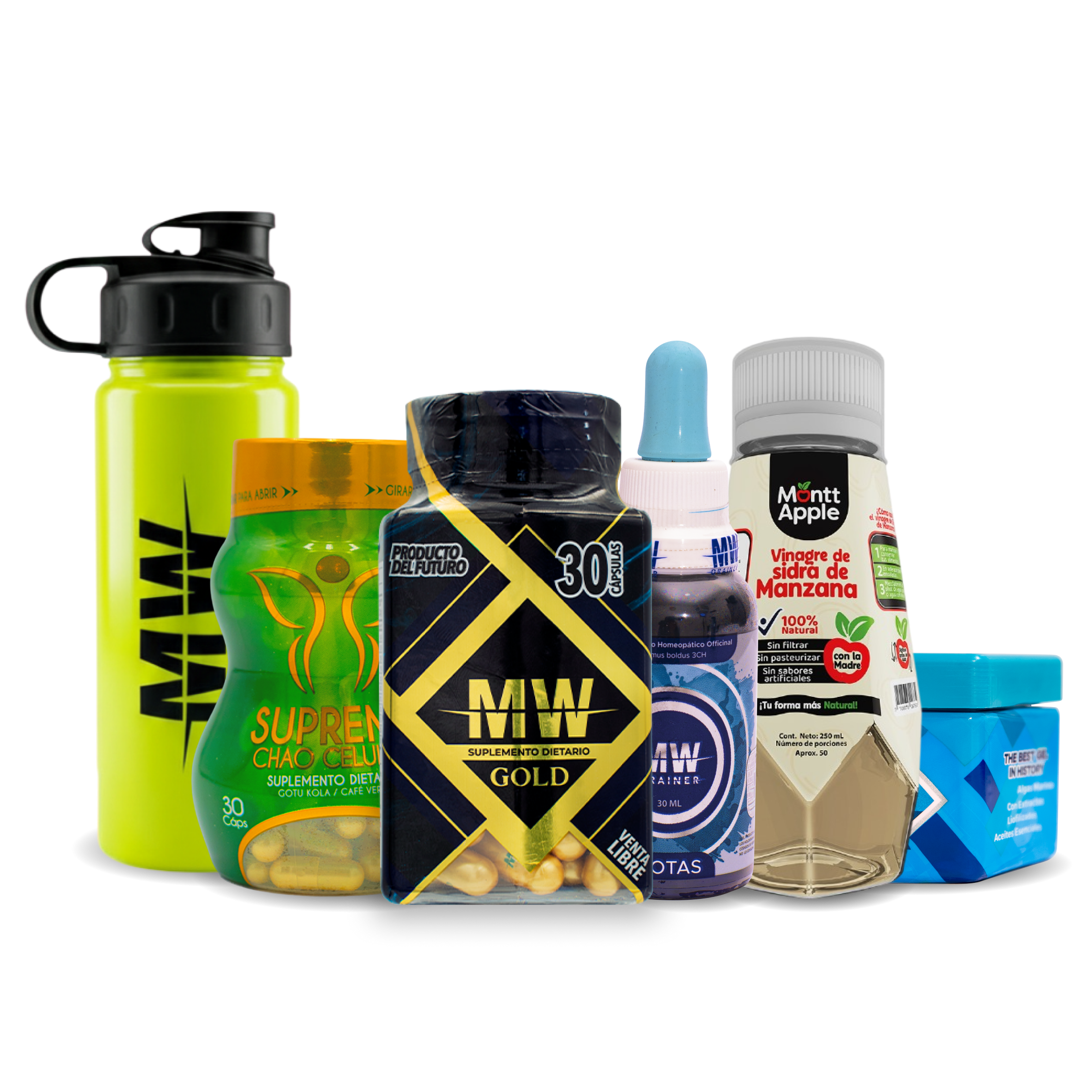 Mw Gold + Drenador + Gel Fria + Vinagre de Manzana + Chao Celulitis + Termo