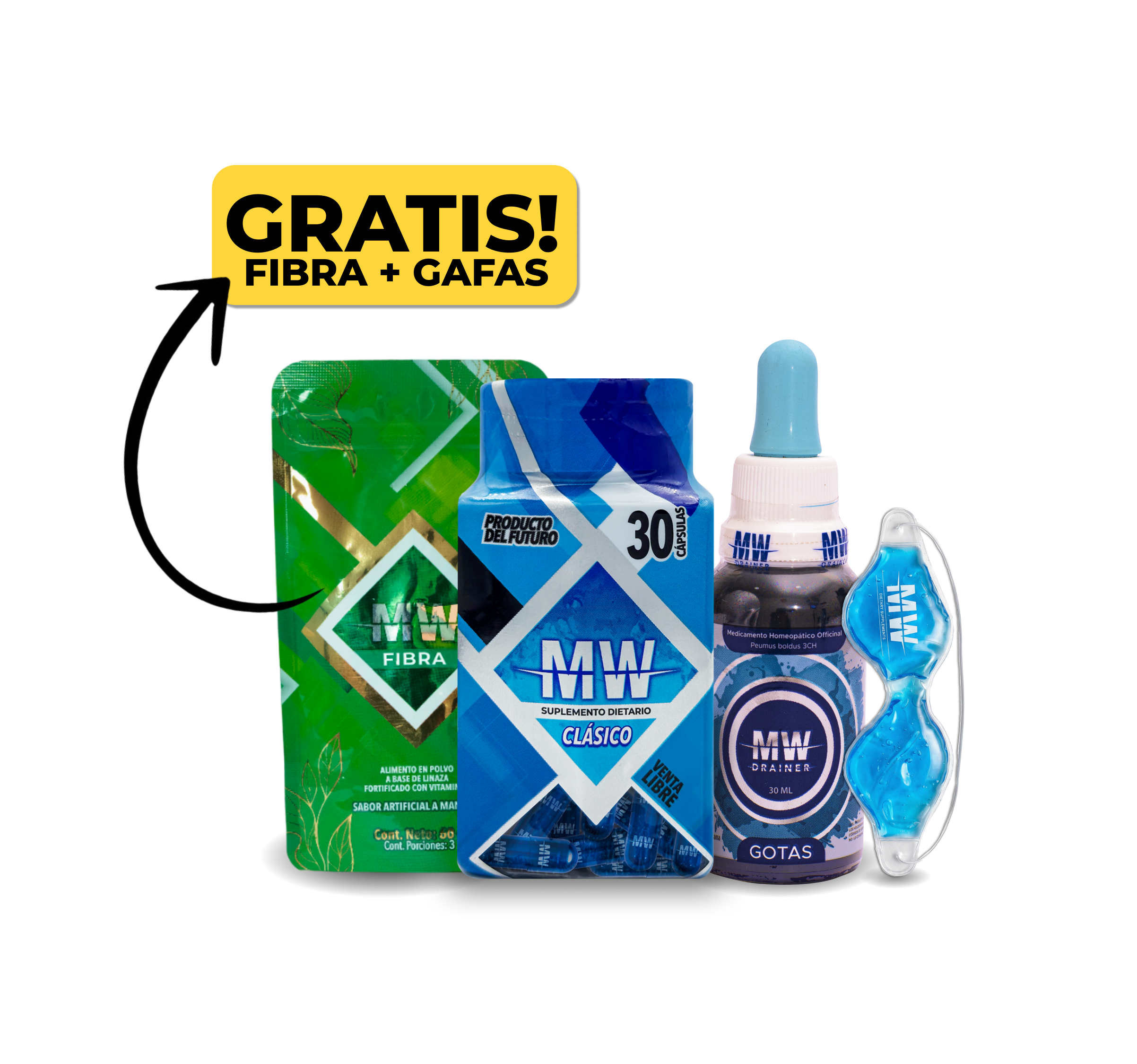 Mw Classic + Drenador + Gafas de Descanso + Sachet de Fibra