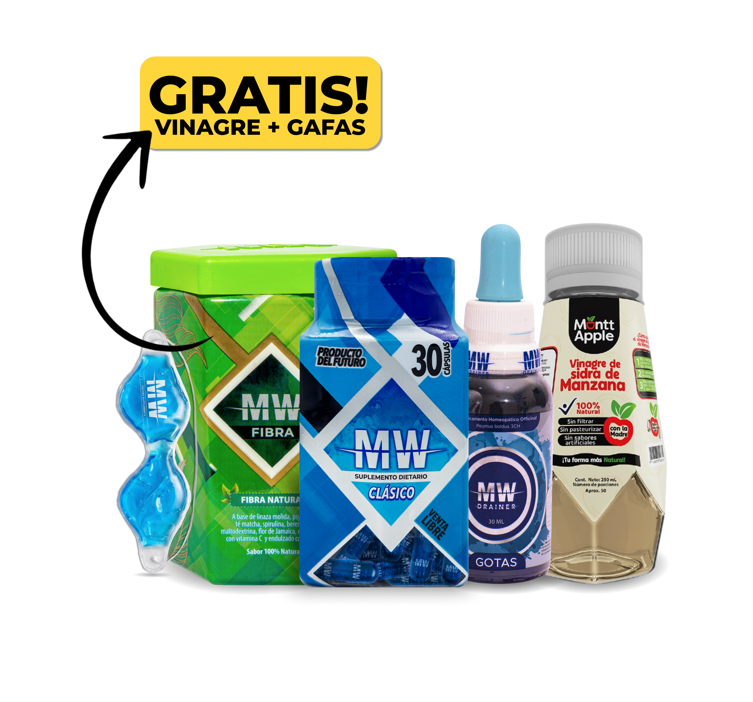 Mw Classic + Drenador + Fibra + Vinagre de Manzana + Gafas