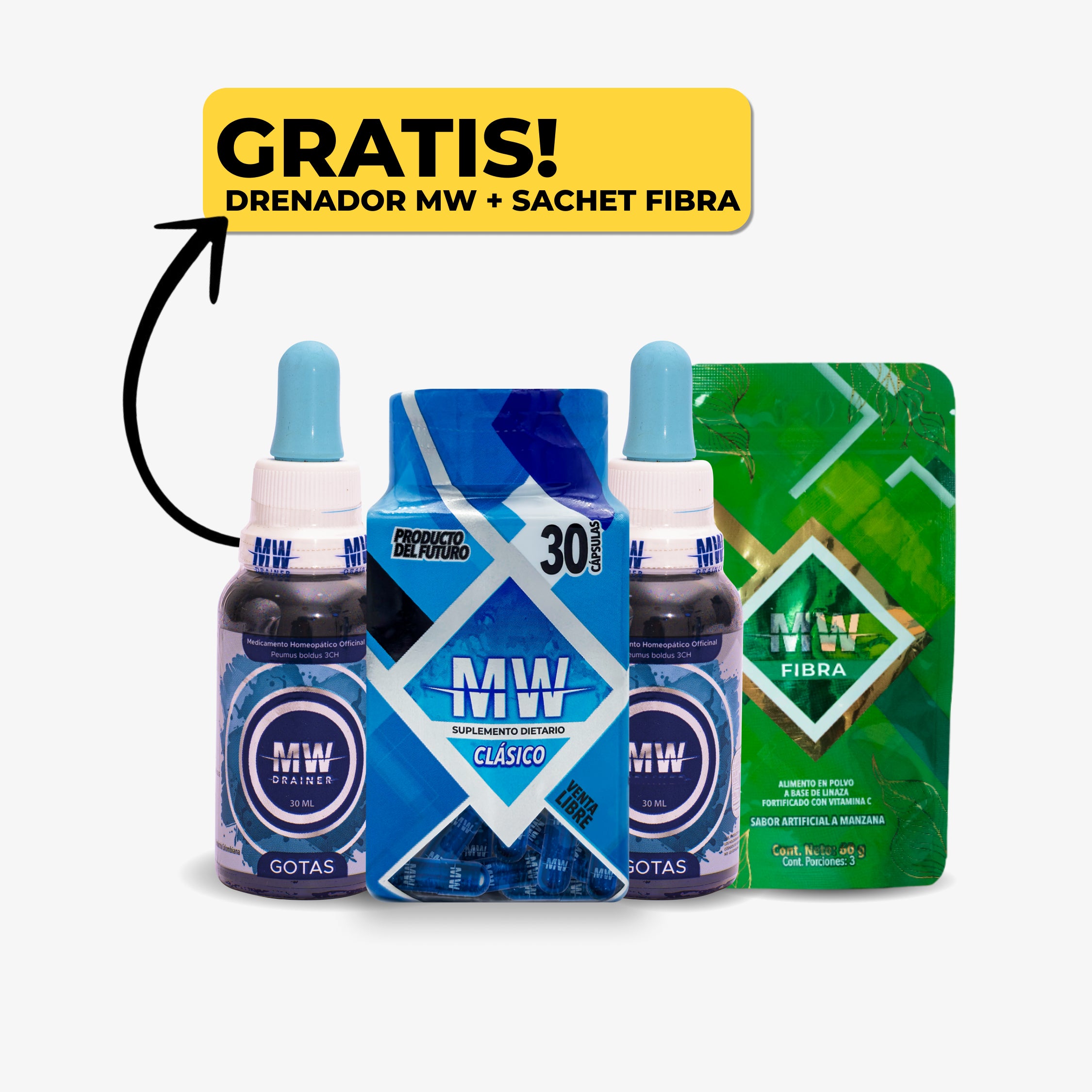 Mw Classic + 2 Drenadores Mw + Sachet de Fibra