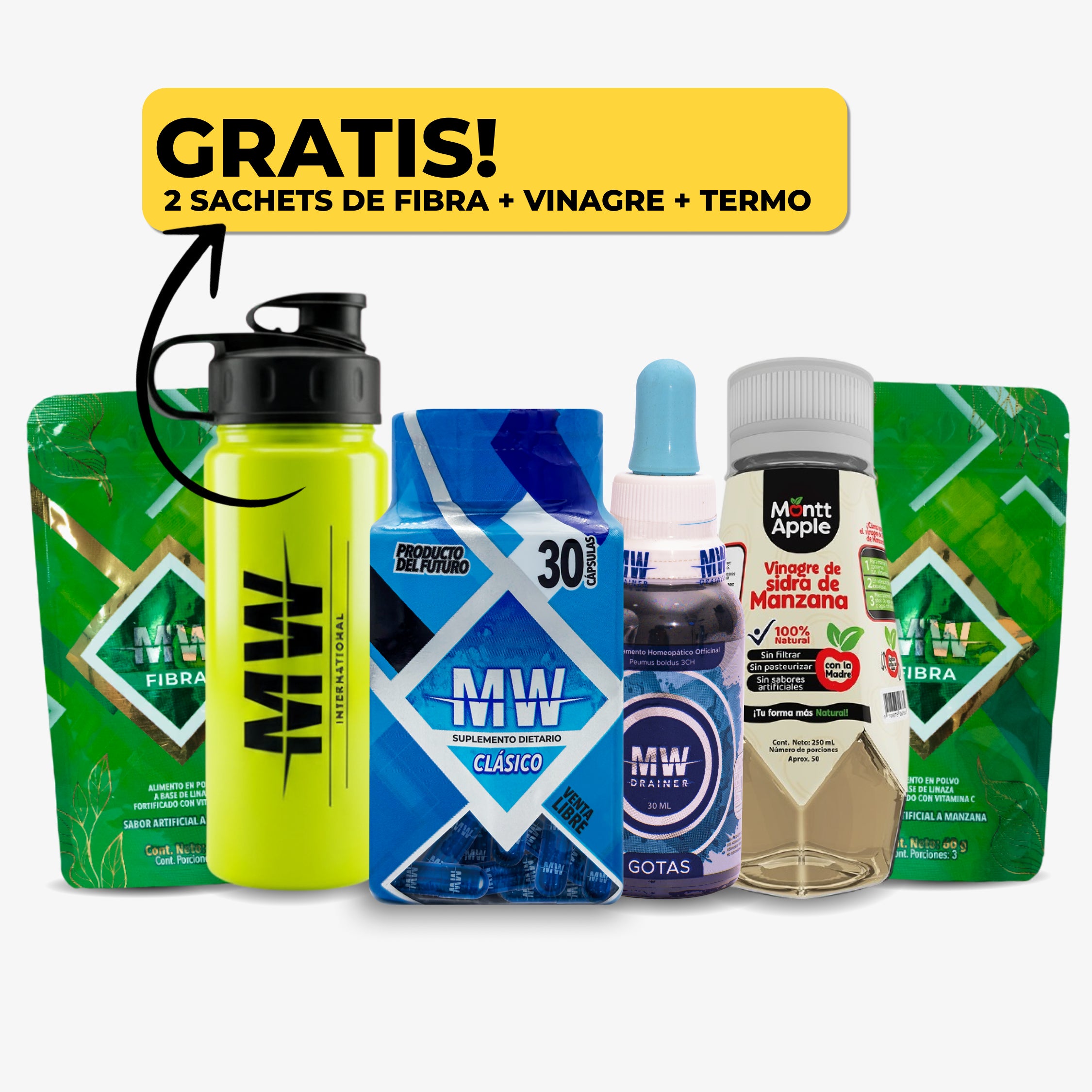 Plan baja 4 a 8 kg + fibra, saciedad y vinagre de manzana